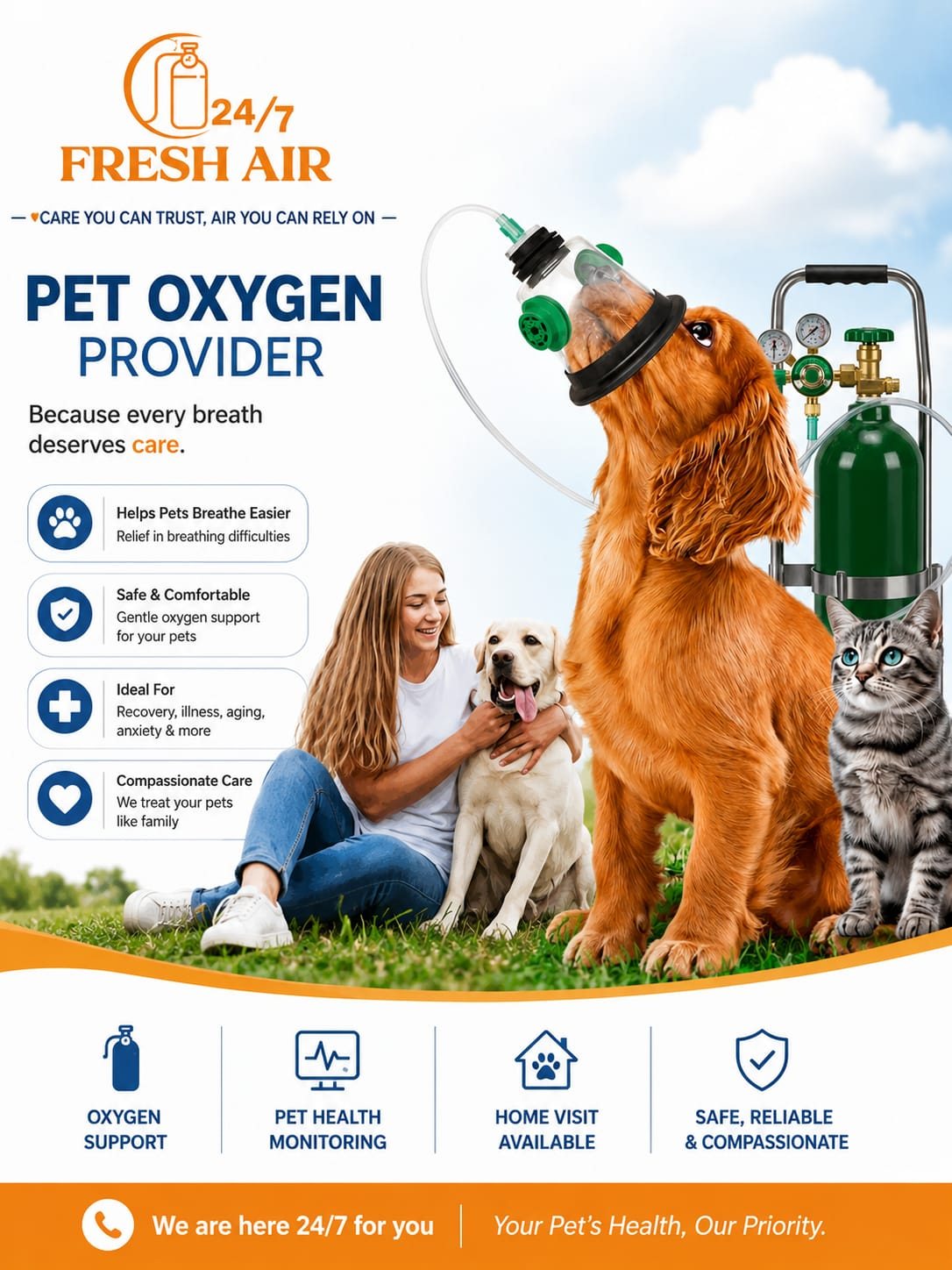 Pet receiving oxygen support